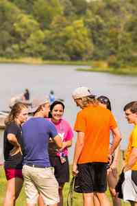 Student at lake near Circleville talking