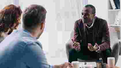 Masters degree student collaborating with healthcare clients