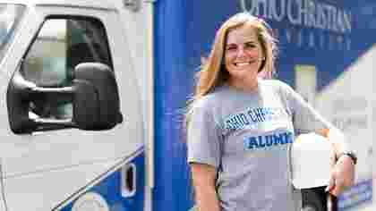 Disaster Response Ambulance on Campus with Student